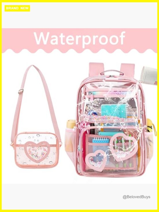 Clear Backpack for Girls, Heavy Duty See Through Daypack, Stadium Approved main image 6